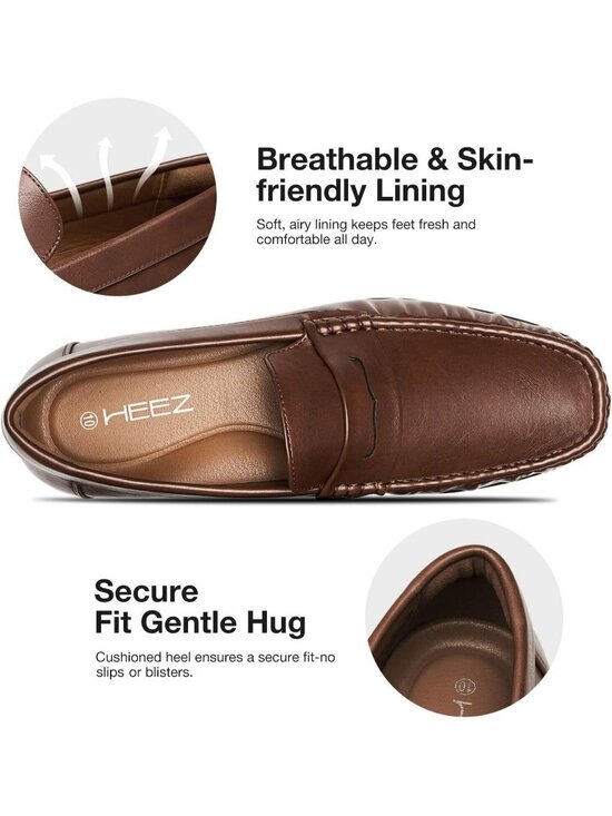 HEEZ Men\'s Brown PU Faux Leather Penny Loafers Slip On Casual Driving Shoes main image 4